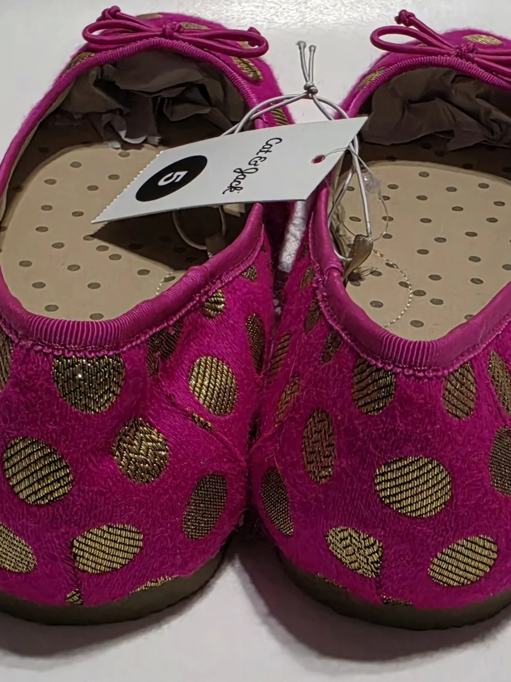Cat & Jack Pink Ballet Flats with Gold Polka Dots